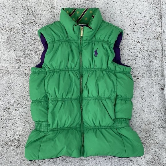 Ralph Lauren Other - Ralph Lauren Girl Kid Vest Reversible Green/ Purple Sleeveless Jacket Sz L 12-14